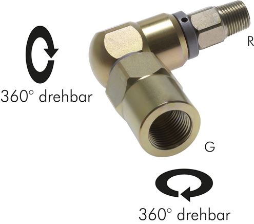 Exemplaire exposé: Raccord tournant en L (2 axes), acier galvanisé